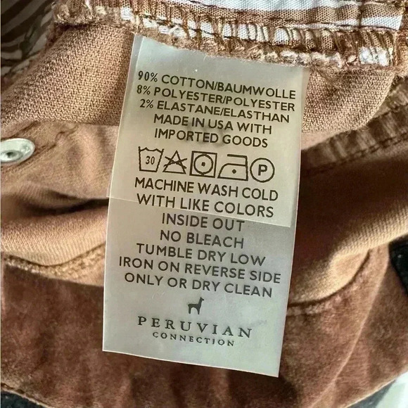 Peruvian Connection Stretchy Velveteen Boot Cut Pants Pecan Brown Women’s Size 4 - Picture 13 of 14